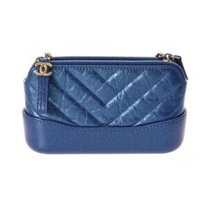CHANEL Blue Leather Shoulder Bag